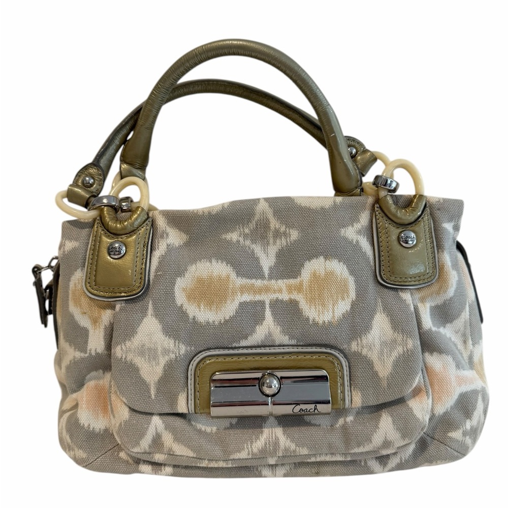 Coach Kristin Op Art Ikat Satchel 16940 | Grey Peach Canvas Leather